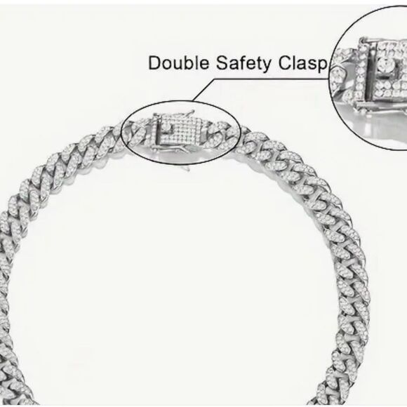 🩶 NEW Men's or Women’s Silver Rhinestone Chain Necklace 🩶 - Picture 5 of 6